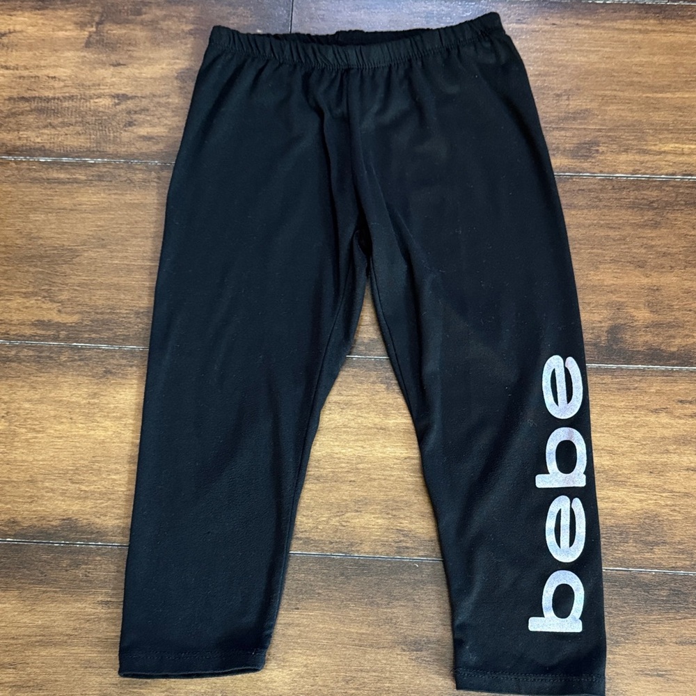 Bebe Kids Black Leggings with White Logo